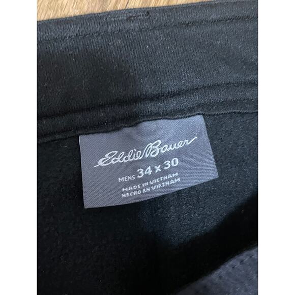 Eddie Bauer Men's 34 x 30 Black Fleece‎ Lined Weather Resistant Outdoor Pants - Picture 2 of 6